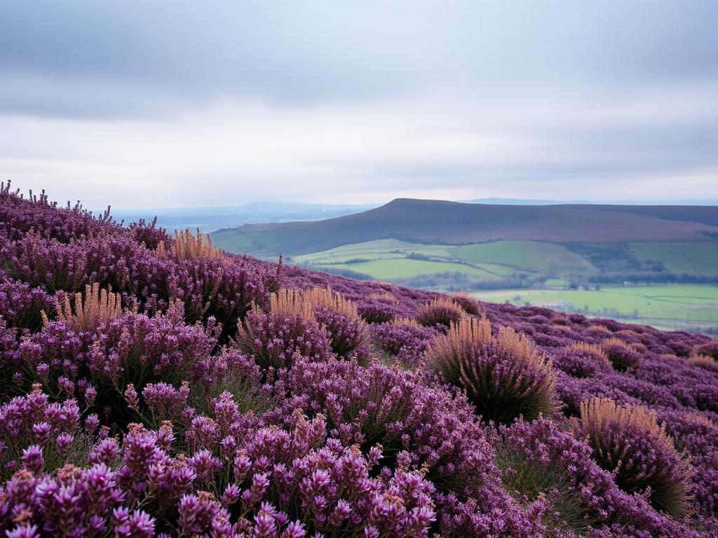 Heather-covered moorland in the North York Moors National Park
