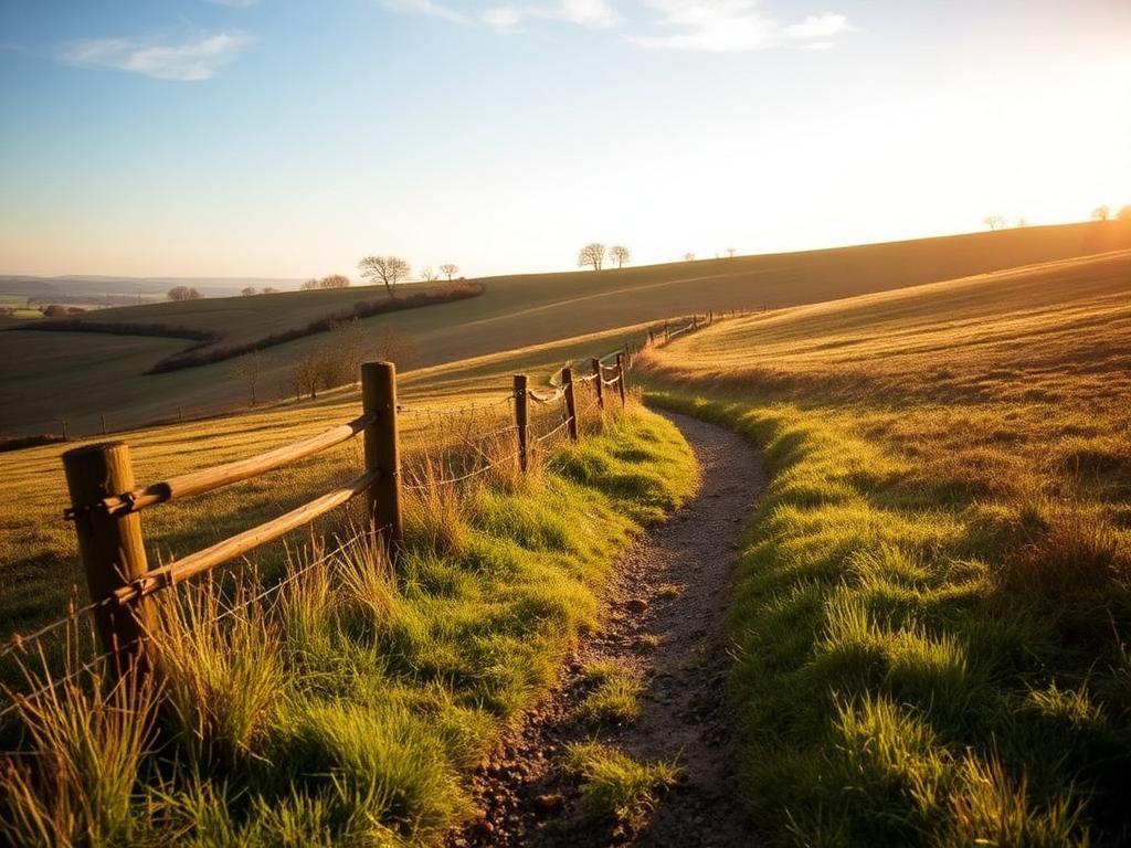 A dry stone wall winding through green Yorkshire countryside footpaths